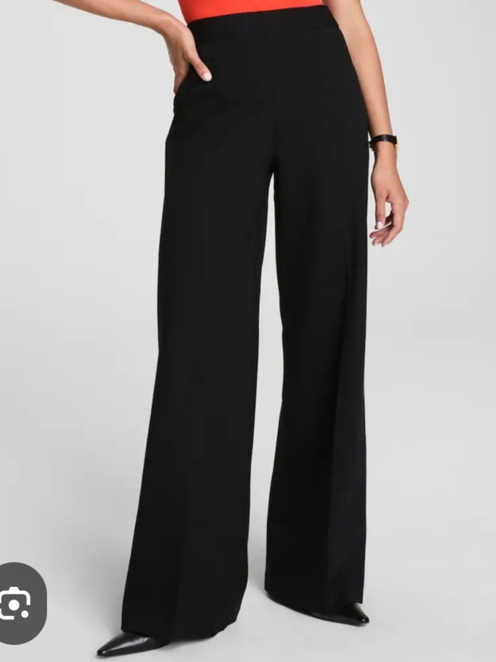 SPANX Black Wide-Leg High-Rise Pants Large